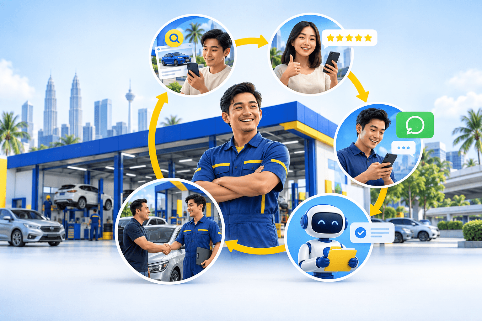 A Malaysian automotive business growth journey from Google discovery to reviews, AI-assisted replies and returning customers